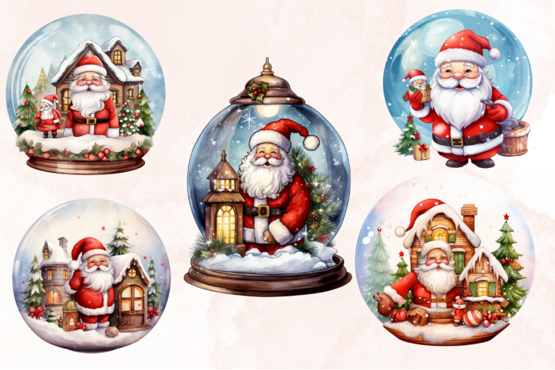 santa-claus-in-snow-globe-clipart-bundle