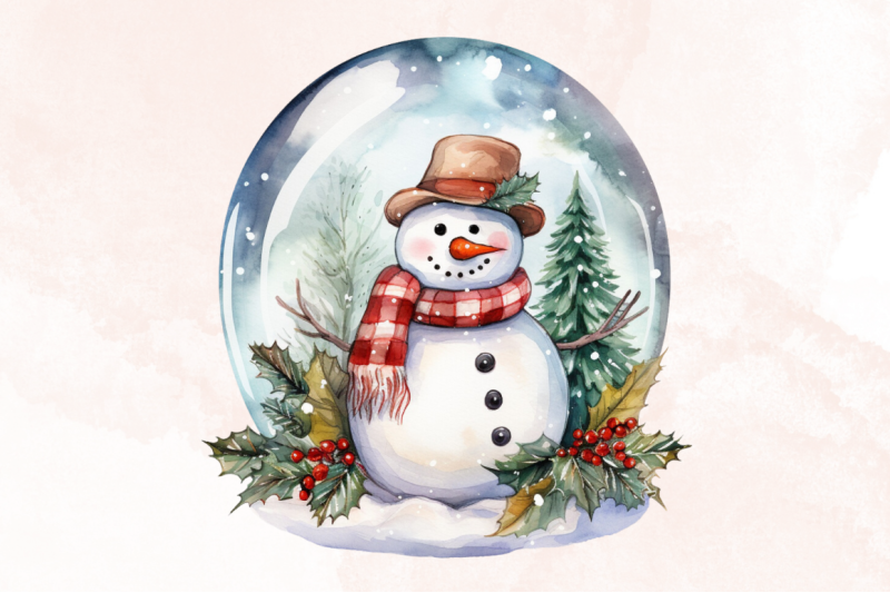 snowman-in-snow-globe-watercolor-clipart