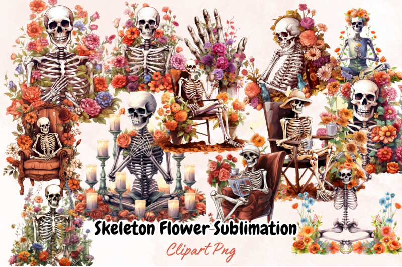 skeleton-flower-sublimation-clipart