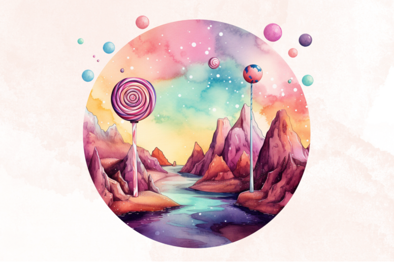 watercolor-candy-planet-landscape