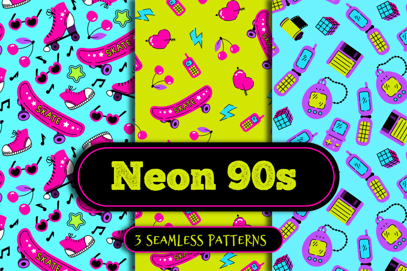 neon-90s-seamless-patterns