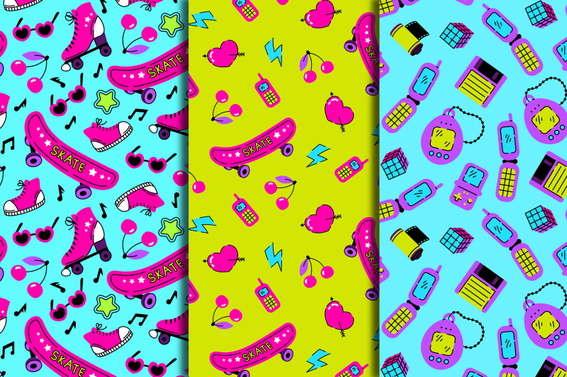 neon-90s-seamless-patterns