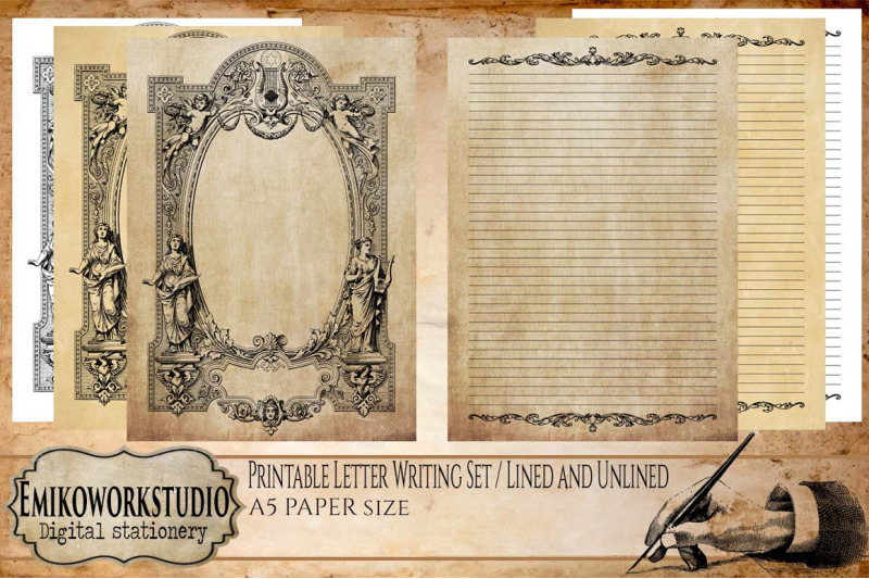 printable-letter-writing-victorian-ornament-paper-lined-and-unlined