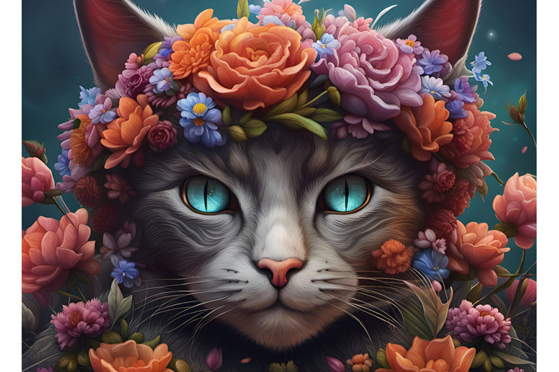 a-cat-039-s-head-crowned-with-flowers