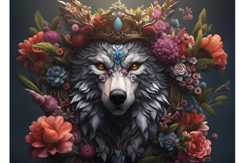 a-wolf-039-s-head-crowned-with-flowers