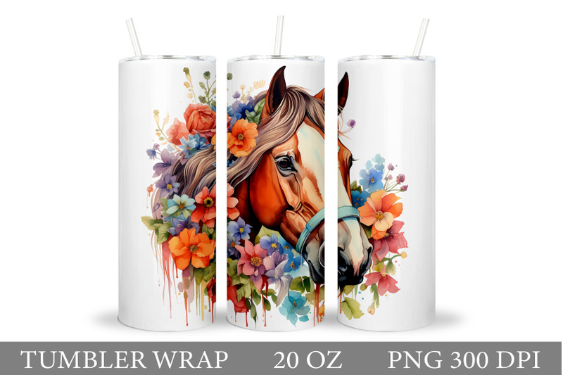 horse-tumbler-wrap-sublimation-horse-watercolor-tumbler