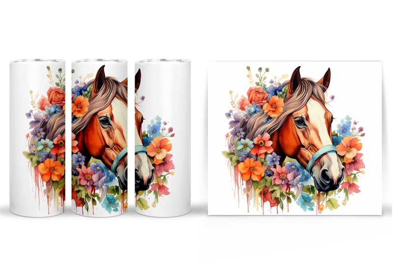 horse-tumbler-wrap-sublimation-horse-watercolor-tumbler