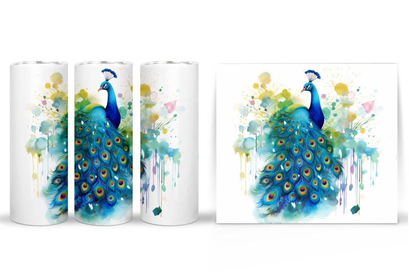 peacock-tumbler-sublimation-peacock-watercolor-tumbler