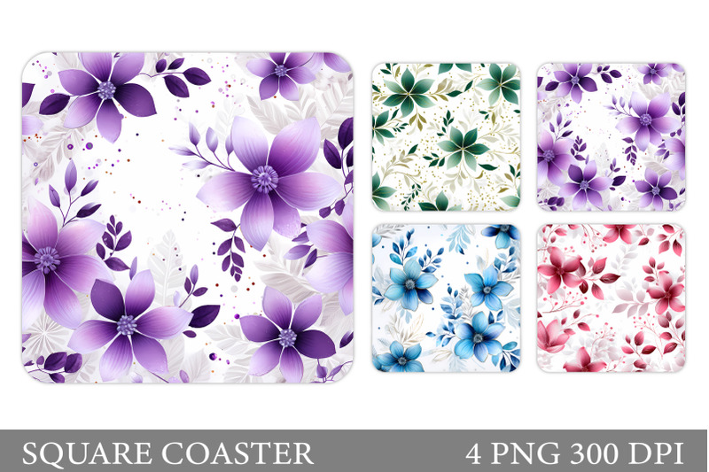 flowers-coaster-sublimation-flowers-square-coaster