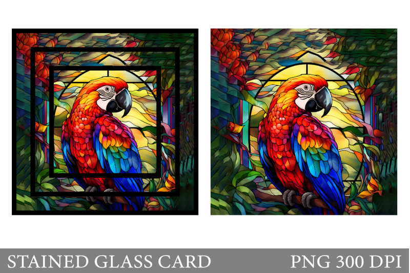 stained-glass-parrot-card-bird-stained-glass-card