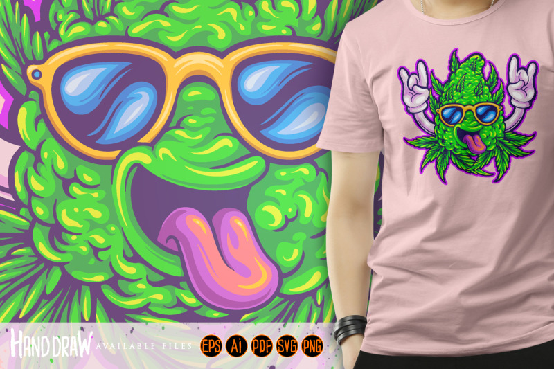 laugh-funny-monster-cannabis-bud-with-sunglasses