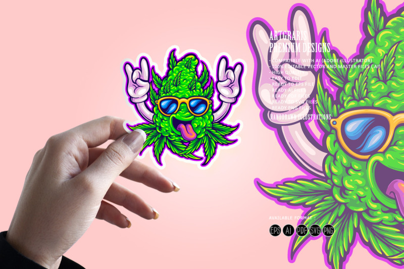 laugh-funny-monster-cannabis-bud-with-sunglasses