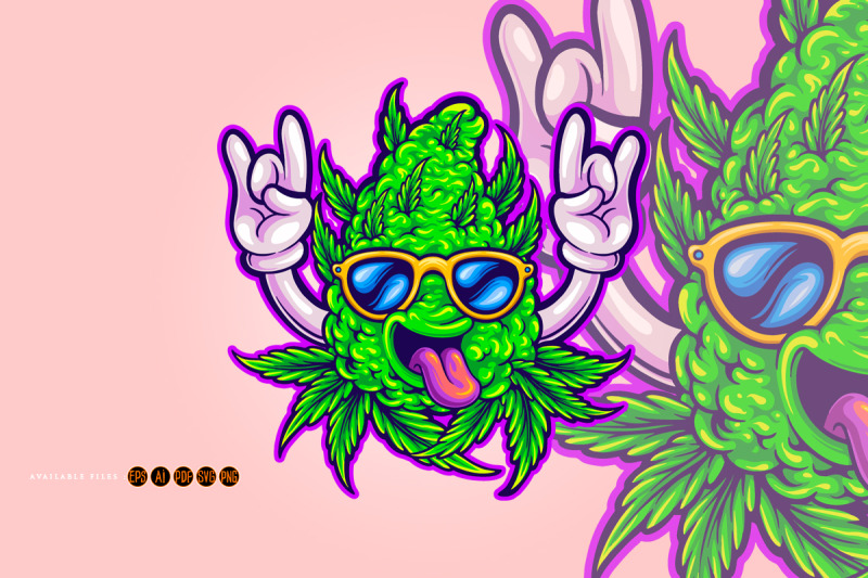 laugh-funny-monster-cannabis-bud-with-sunglasses