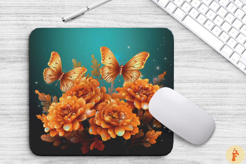 delicate-marigold-flowers-mouse-pad