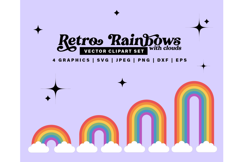 retro-rainbows-with-clouds-svg-bundle-cloud-rainbow-cutfiles-png