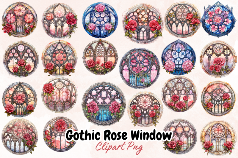 gothic-rose-window-watercolor-clipart