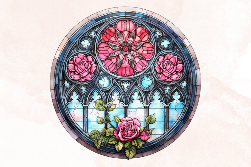 gothic-rose-window-watercolor-clipart