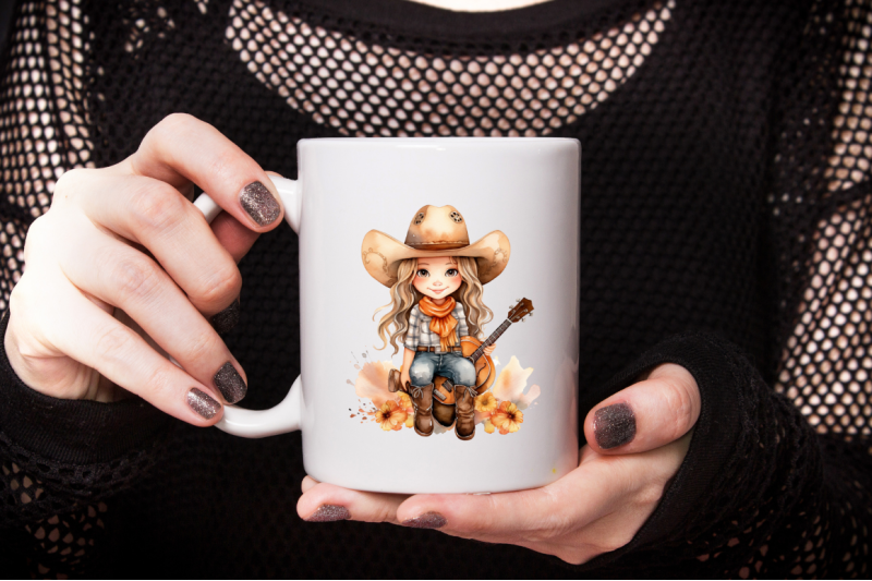 cute-little-cowgirl-watercolor-clipart