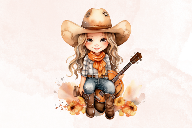 cute-little-cowgirl-watercolor-clipart