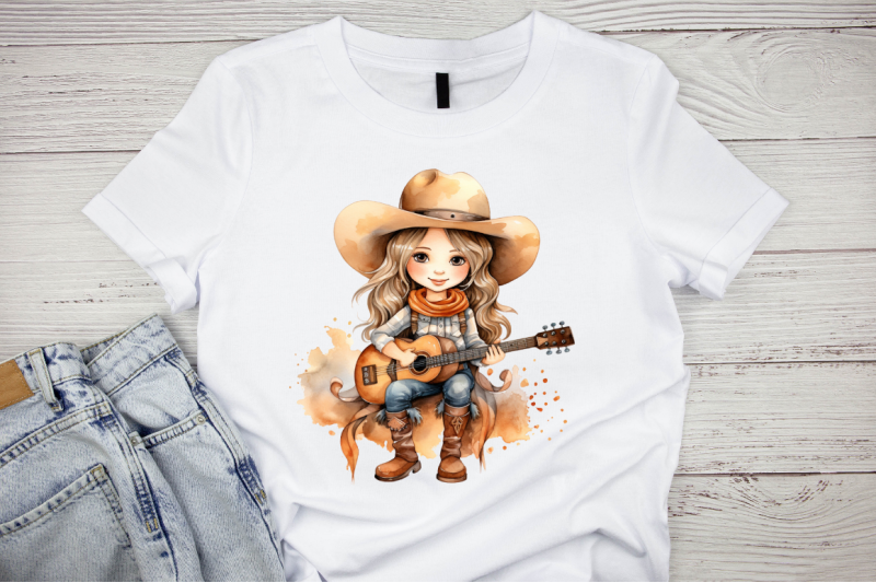 cute-little-cowgirl-watercolor-clipart