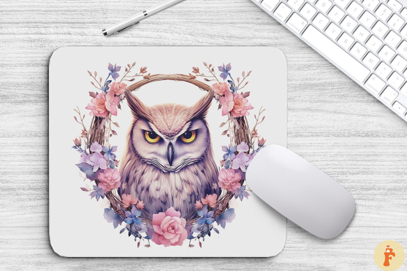 beautiful-owl-in-the-flowers-mouse-pad