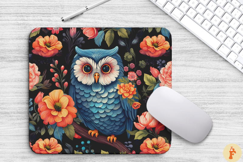 cute-baby-owl-with-flowers-mouse-pad