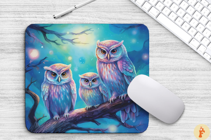 enchanting-owl-family-under-the-moon