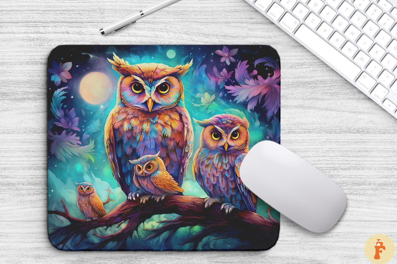 enchanting-owl-family-under-the-moon