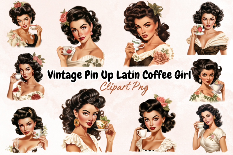 vintage-pin-up-latin-coffee-girl-clipart