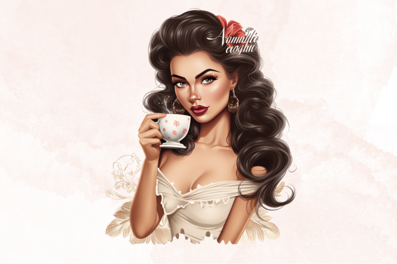 vintage-pin-up-latin-coffee-girl-clipart