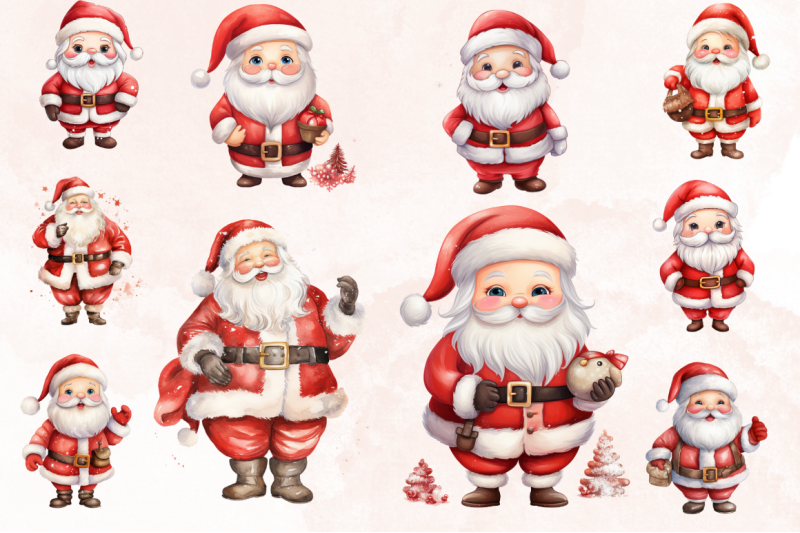 santa-claus-watercolor-clipart-bundle