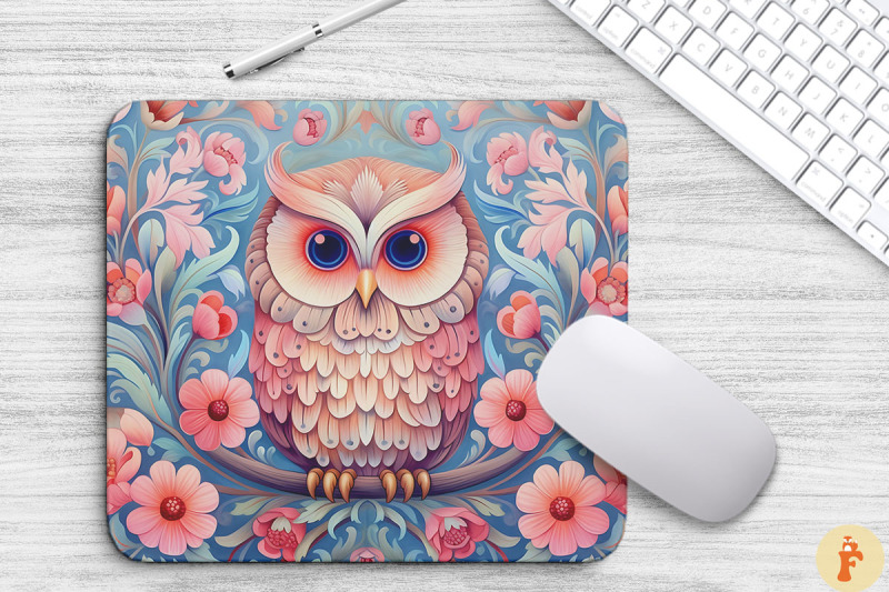 beautiful-owl-and-floral-mouse-pad