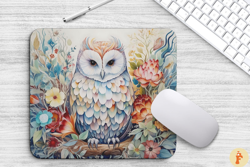 beautiful-owl-and-floral-mouse-pad