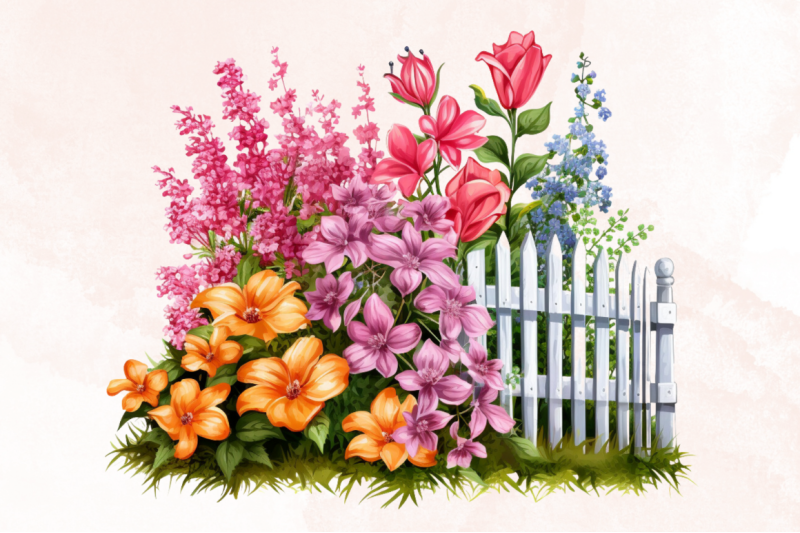 flowers-garden-fence-sublimation-clipart