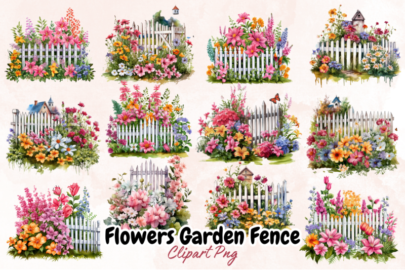 flowers-garden-fence-sublimation-clipart