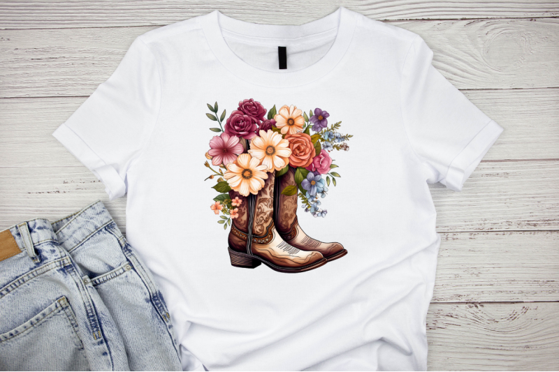 western-floral-boots-watercolor-clipart