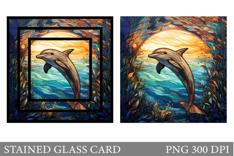 stained-glass-dolphin-card-stained-glass-card-sublimation