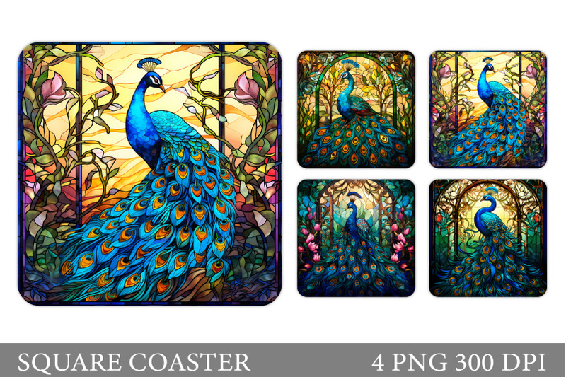 peacock-square-coaster-peacock-coaster-sublimation