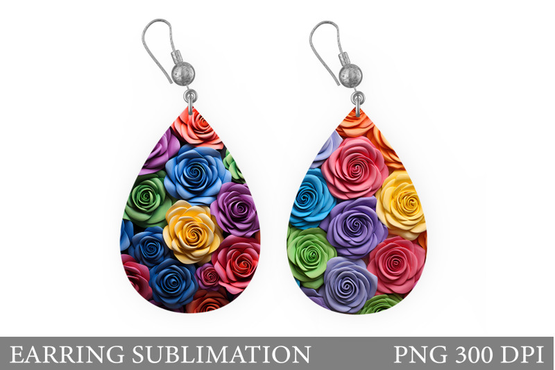 rainbow-rose-teardrop-earring-rose-earring-sublimation