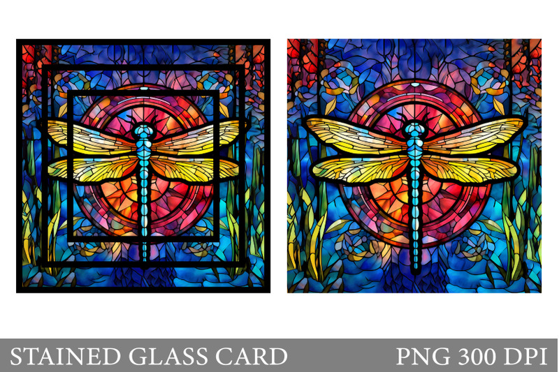 stained-glass-dragonfly-card-stained-glass-card-sublimation