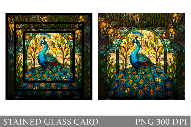 stained-glass-peacock-card-stained-glass-card-sublimation