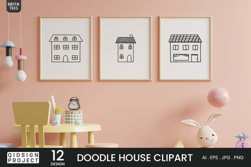 12-doodle-house-clipart-hand-drawn-house-house-vector-art