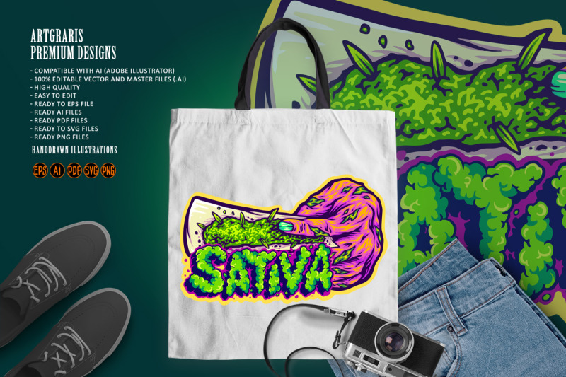 cannabis-zombie-hand-journey-with-sativa-lettering