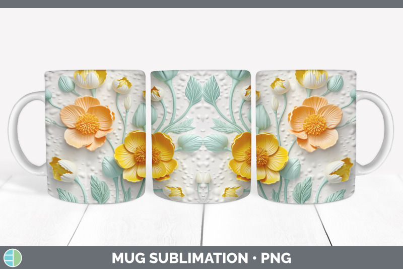 3d-buttercup-flowers-mug-wrap-sublimation-coffee-cup-design