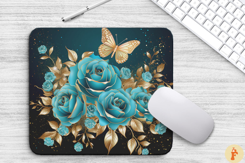 delicate-cyan-roses-and-butterfly