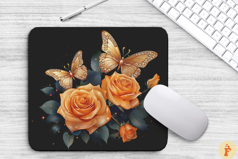 delicate-orange-roses-and-butterfly