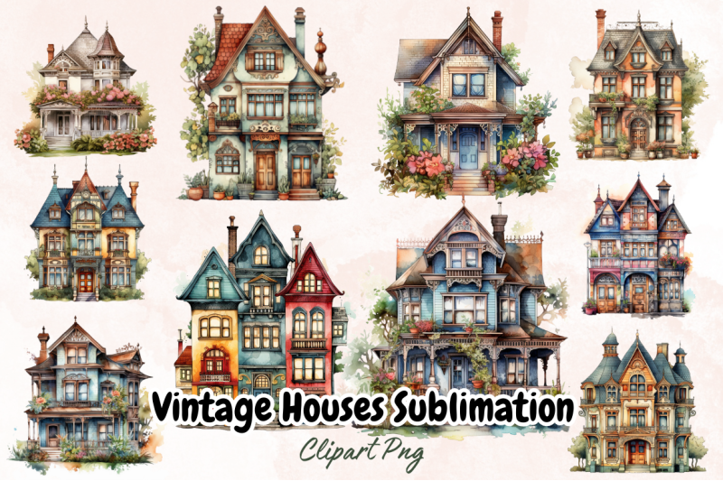 vintage-houses-sublimation-bundle