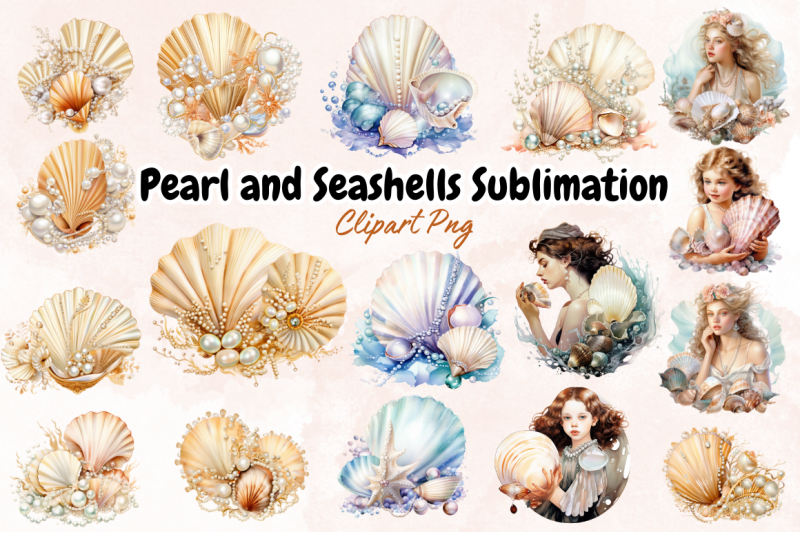 pearl-and-seashells-sublimation-clipart