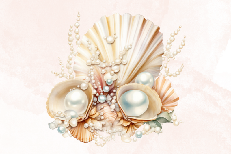 pearl-and-seashells-sublimation-clipart