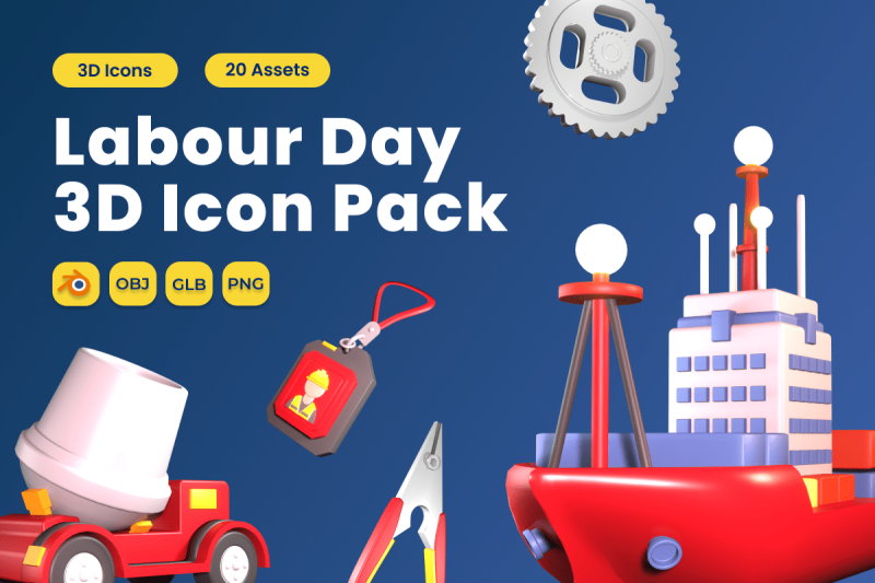 labour-day-3d-icon-pack-vol-4